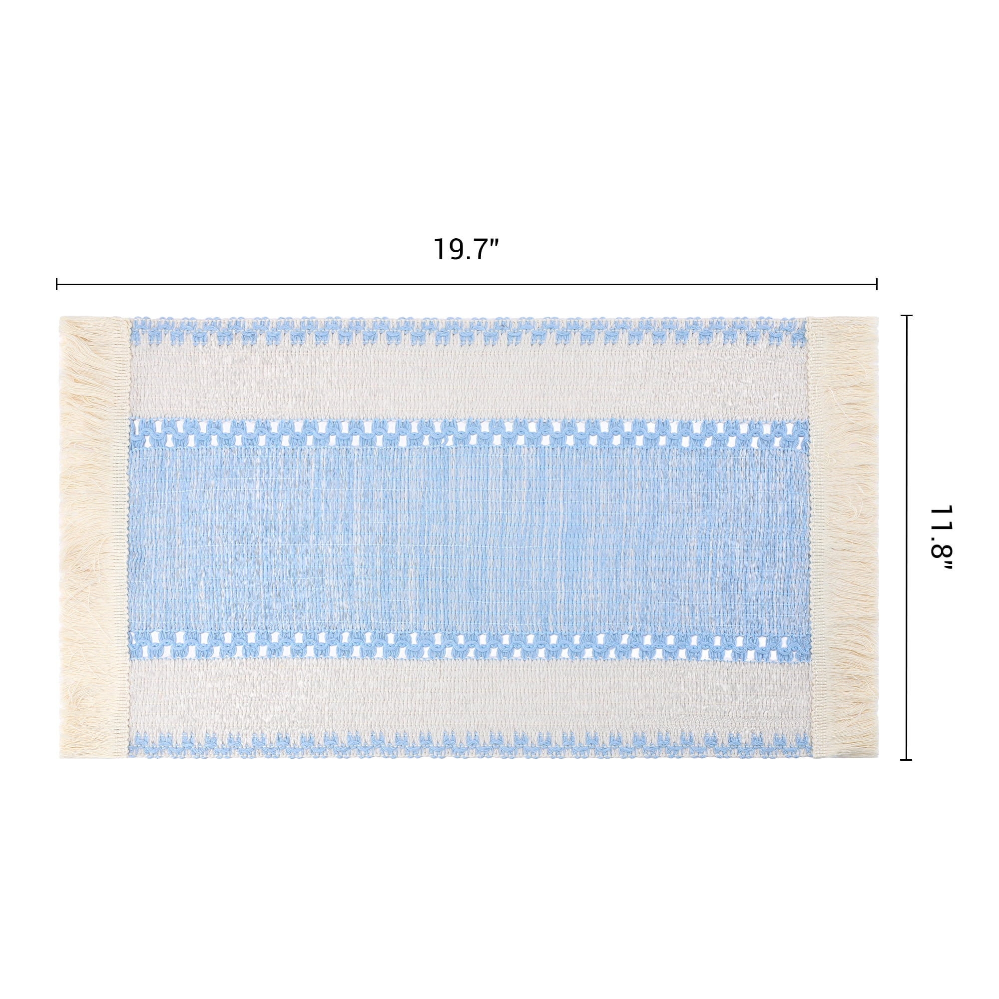 Unique Bargains Farmhouse Placemats 6pcs Placemats Light Blue 19.7"x11.8"