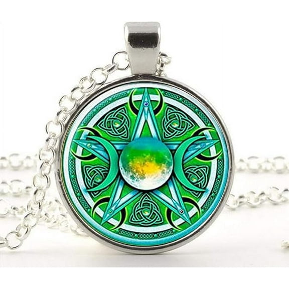 Vintage necklace Triple moon goddess pendant jewelry moon necklace