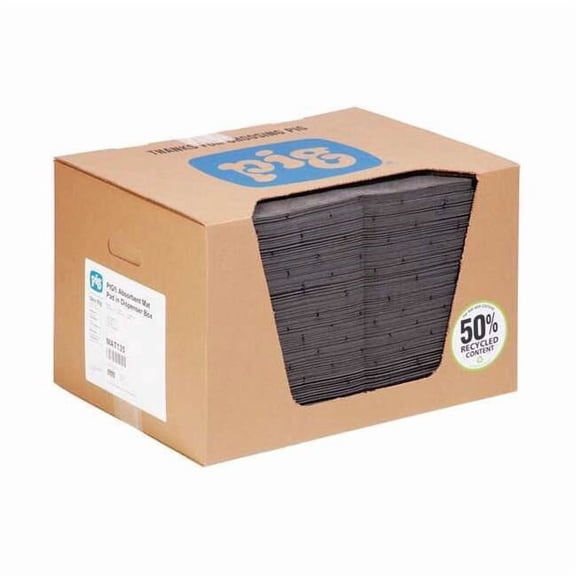 Pig Sorbent Pad, 22 gal, 15 in x 20 in, Universal, Gray, Polypropylene MAT135