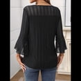 thumbnail image 4 of Blusa Elegante con Volantes para Mujer, 3/4, Cuello Redondo, Doble Capa, , Túnica. Negro L, 4 of 9