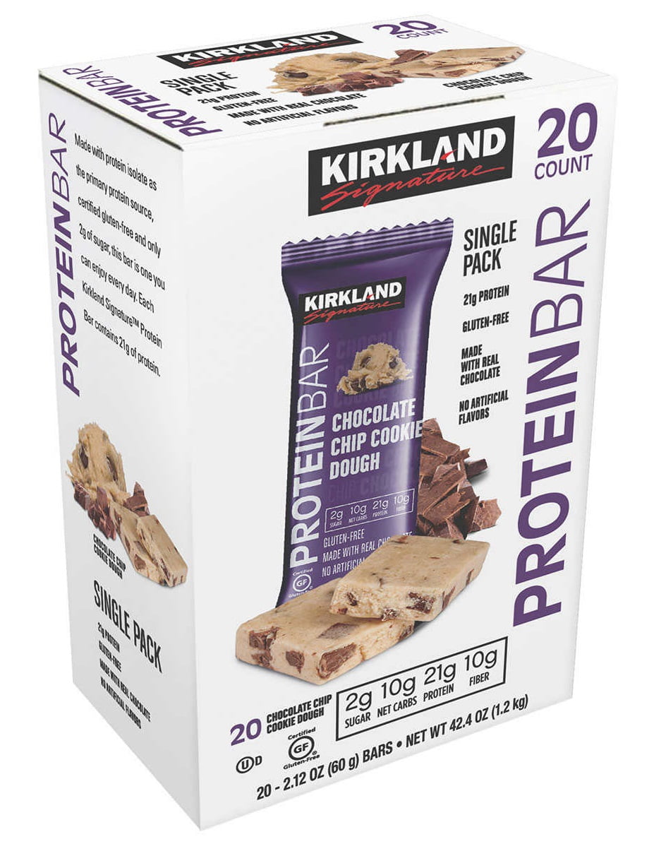 Kirkland Signature Protein Bars, Chocolate Chip Cookie Dough, 20count