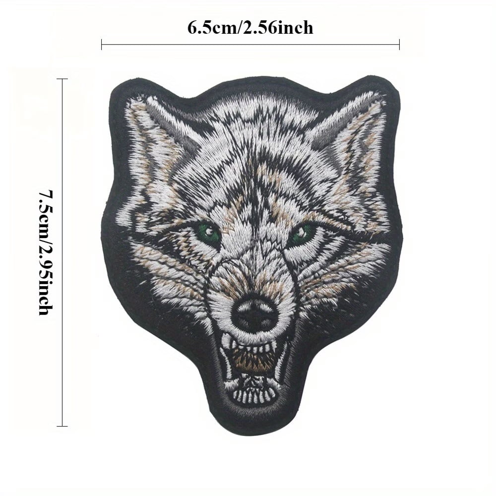 3D Wolf Animal Head Embroidered Patch - Loop Badge for Backpacks, Jackets, and Tactical Vests