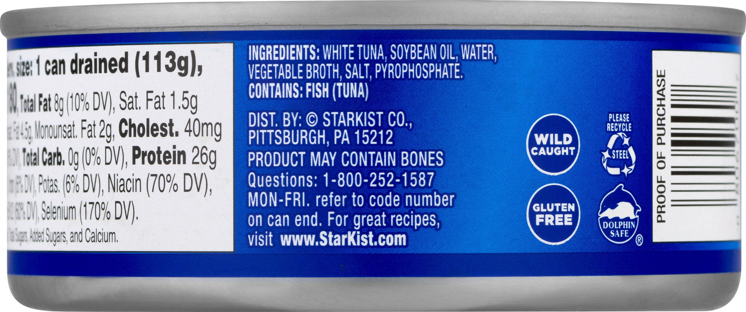 (12 pack) StarKist Solid White Albacore Tuna in Oil, 19g Protein, 12 oz Can