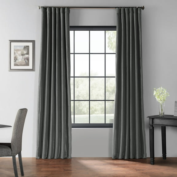 Half Price Drapes Arrowhead Grey Faux Dupioni Silk Blackout Curtains for Bedrooms(1 Panel),50WX 120L