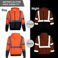 thumbnail image 4 of ProtectX High Visibility Safety Sweatshirt for Women Men, Class 3 Hi Vis Hoodie with large Pocket, Hooded Full-Zip Reflective Sweatshirt for Work & Construction, Orange, X Large, 4 of 6
