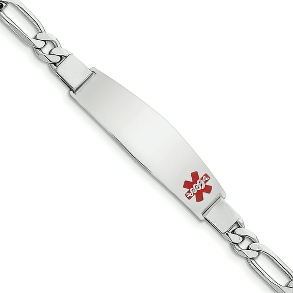 Sterling Silver Rhodium-plated Medical ID Figaro Link Bracelet