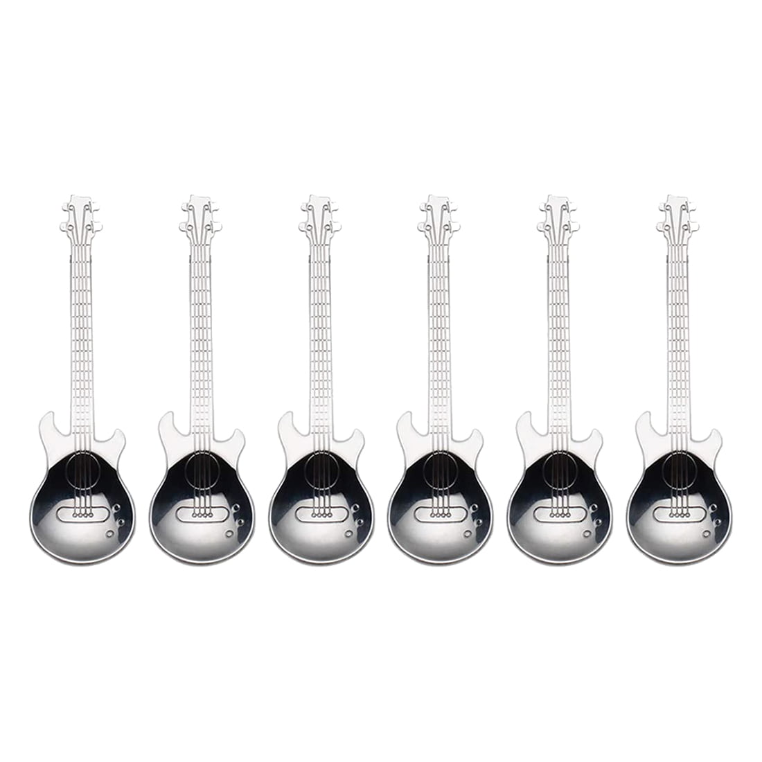 Silver 18/10 Stainless Steel Stirring Mixing Spoons 4.7 Inch Cute Sturdy Teaspoons COMIART Creative Guitar Coffee Tea Spoons Pack of 4 Fun Gift for Music Lover