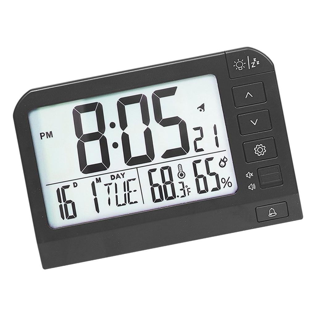 NANMELX Large LCD Screen Digital Alarm Clock with Backlight Temperature Humidity Display for Bedrooms Offices and Travel Clock