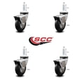 thumbnail image 2 of 3 Inch Hooded Neoprene Rubber ½ Inch Threaded Stem Casters with Brakes Set 4 SCC, 2 of 2