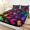 thumbnail image 3 of Homewish Kawaii Dinosaur Unicorn 4 Pieces Queen Sheet Sets for Children Teens Girls,Cute Animal Ultra Soft Flat Sheet,Bling Gradient Glitter Queen Fitted Sheet,Super Cozy Room Decor, 3 of 7