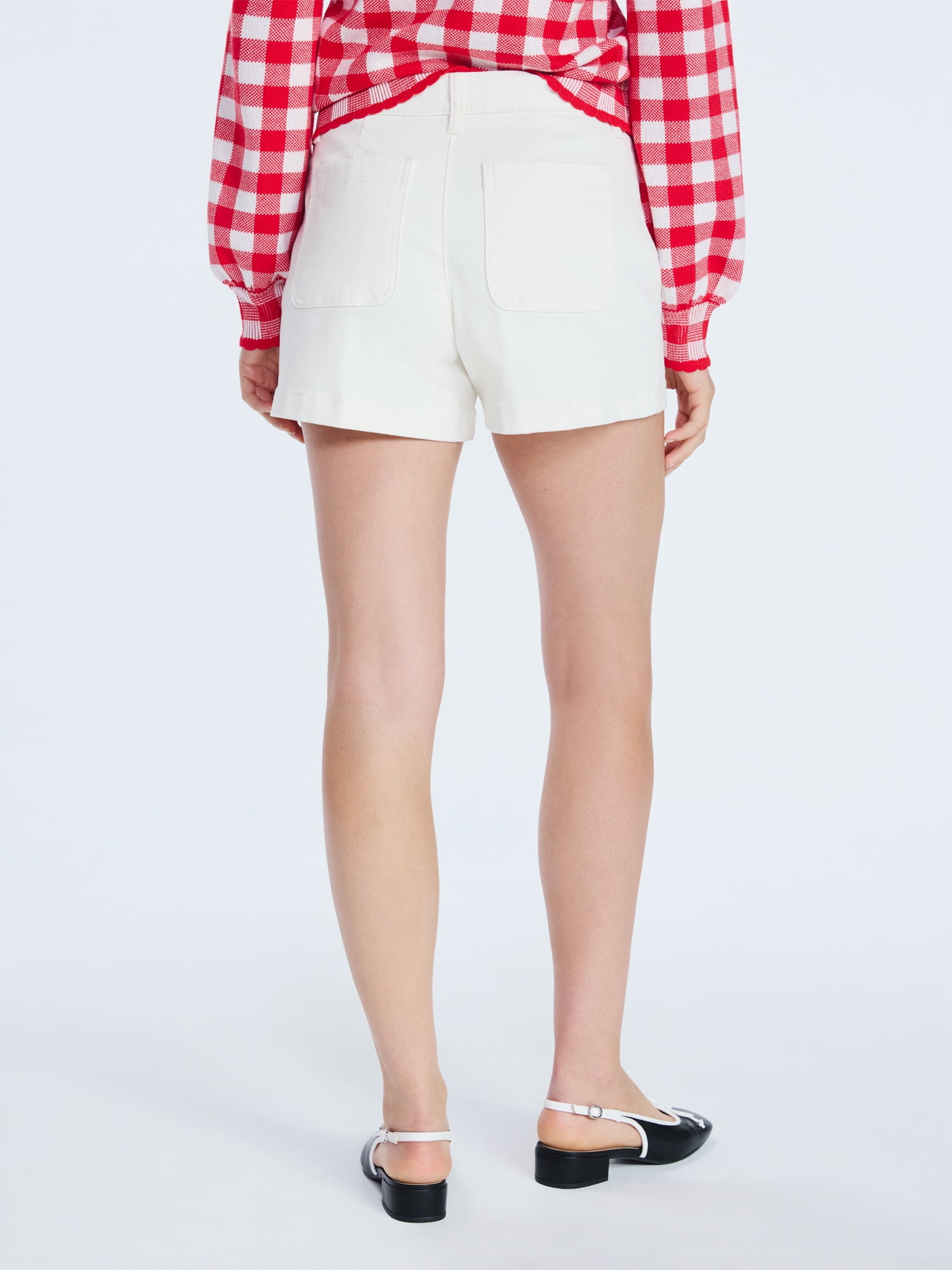Free Assembly Women's and Women's Plus Patch Pocket Denim Shorts, 4" Inseam, Sizes 0-28W