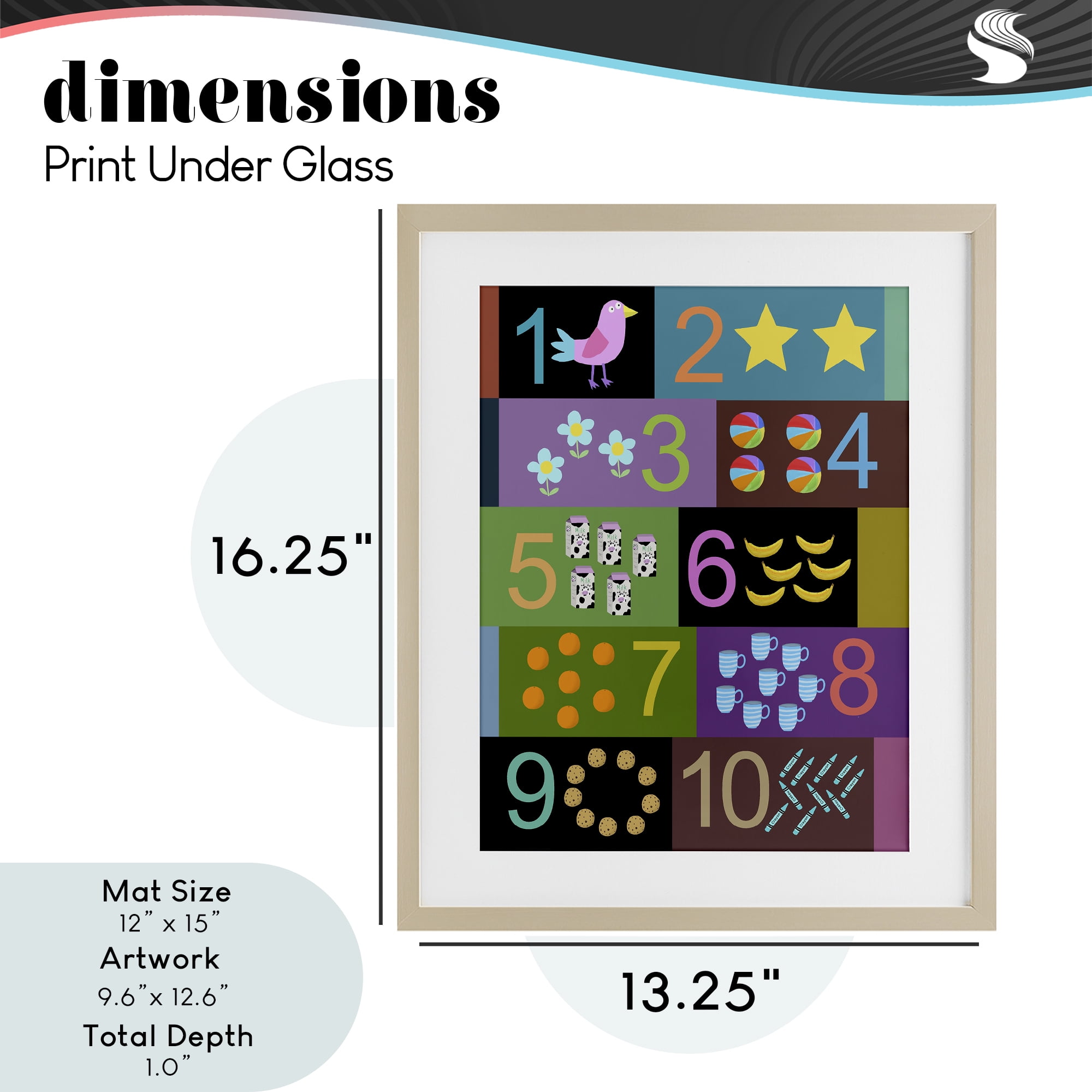 Learning To Count Chart Birch Framed Print Under Glass, design by Carla Daly