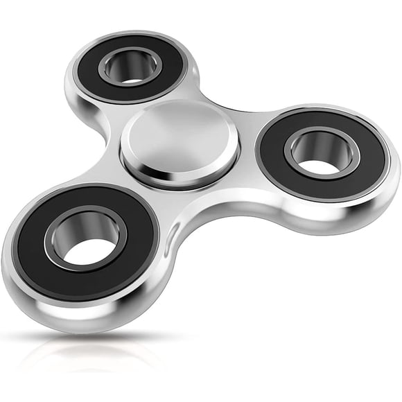SURJDE Fidget Spinner Toys, Durable High Speed Bearing Metal Hand Finger Spinners, Focus Anxiety Stress Relief Boredom Killing Time Toys for Kids Adults, Silver