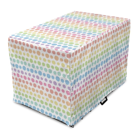 Abstract Dog Crate Cover, Continuing Print of Colorful Pastel Tone Polka Dots on a Plain Background, Easy to Use Pet Kennel Cover Small Dogs Puppies Kittens, 7 Sizes, Multicolor, by Ambesonne