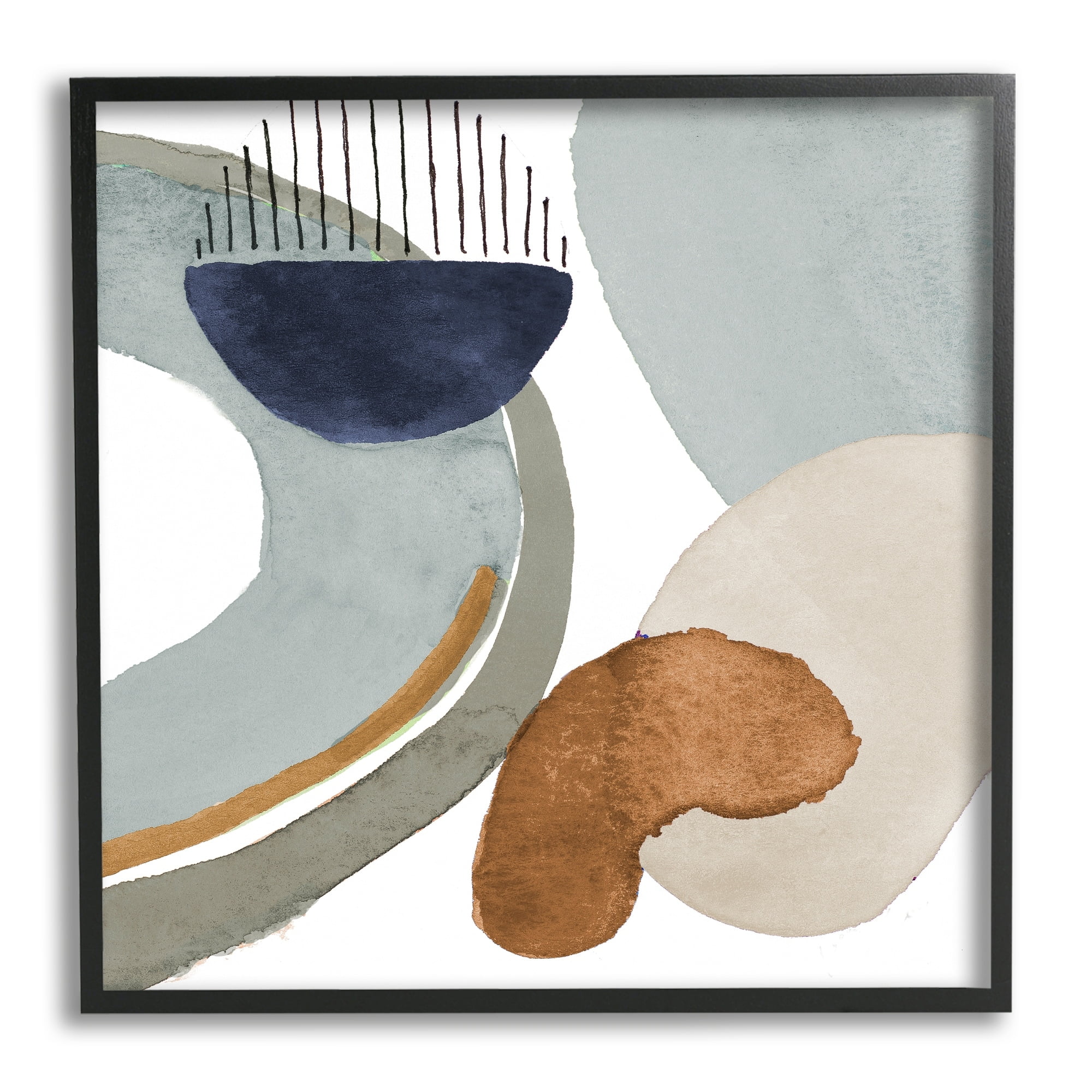 Stupell Industries Bold Contemporary Shapes Geometric Paint Strokes Lines Painting Gray Framed Art Print Wall Art, Design by Lanie Loreth