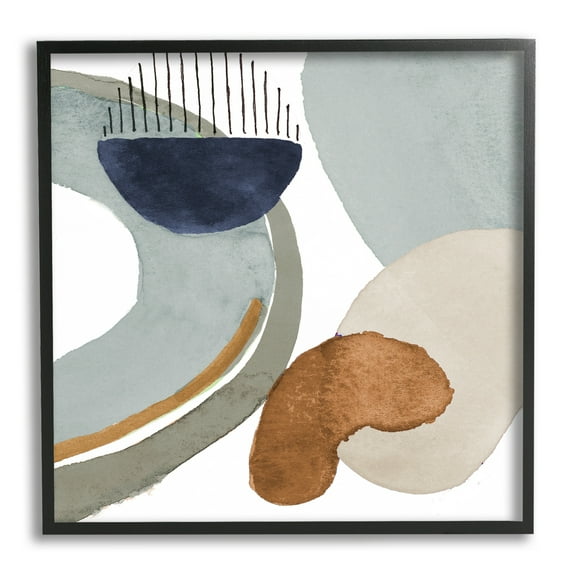 Stupell Industries Bold Contemporary Shapes Geometric Paint Strokes Lines Painting Black Framed Art Print Wall Art, Design by Lanie Loreth