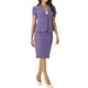thumbnail image 4 of Conjunto de traje de negocios de 2 piezas para mujeres INSPIRE CHIC, chaqueta de blazer de manga corta y falda lápiz L color púrpura oscuro, 4 of 6