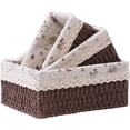 thumbnail image 1 of Cestas tejidas a mano para almacenamiento，3 Piezas Canastas para Baño Organizador,Organizadora de Almacenamiento,para Diseño Higiénico y Decorativo para Hogar, Dormitorio y Baño (beige),Café, 1 of 2