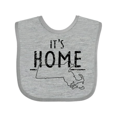 

Inktastic It s Home- State of Massachusetts Outline Distressed Text Gift Baby Boy or Baby Girl Bib