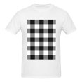 thumbnail image 4 of Bingfone White And Black Plaid Men'S Loose Fit Short-Sleeve Pocket T-Shirt, 4 of 7