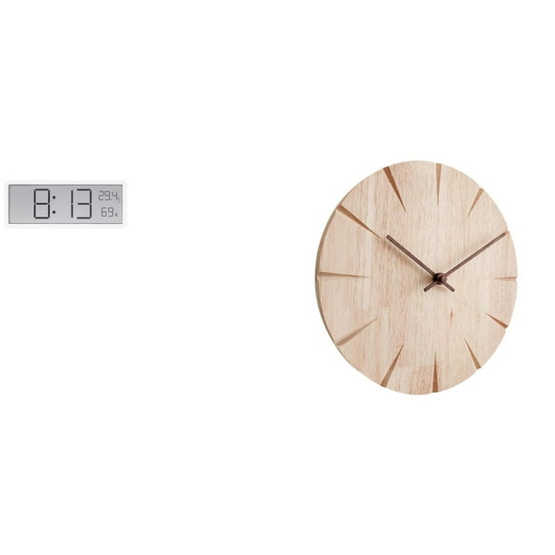 Reloj de pared digital,Reloj de pared digital multifuncional para oficina,Reloj de pared redondo,Reloj de pared de madera maciza para decoración de sala de estar,Reloj de pared de madera para