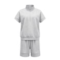 thumbnail image 5 of bravefron Two Piece Sets for Women Summer Zipper V Neck Tops Wide Leg Sweatpants Short Sleeve Top And Shorts Tracksuit Travel Outfits, 5 of 7