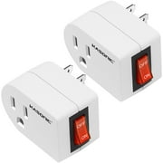 Kasonic Grounded Outlet Adapter, ETL Listed Wall Tap Adapter with Red Indicator On/Off Power Switch 2-PACK