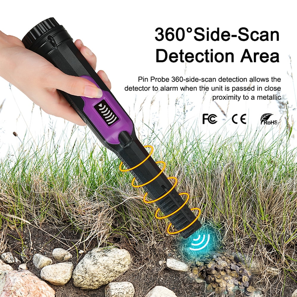 Shinysix Metal Finder IP68 Waterproof Metal Detector 360° Side Scan Triple Alarm Modes-Perfect for Treasure Hunting