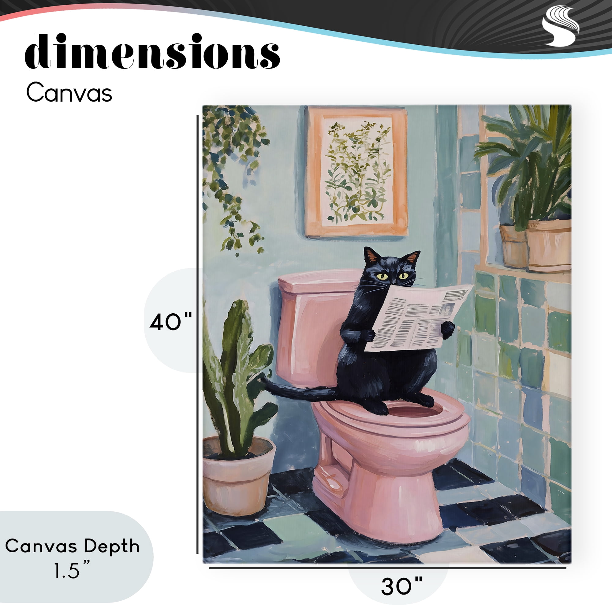 Stupell Industries Cat Reading on Pink Toilet Canvas Wall Art, design by The Prints Vibe