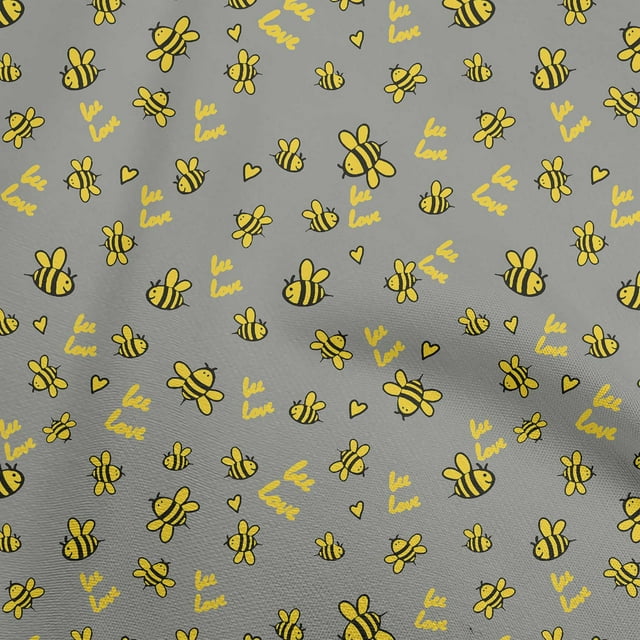 oneOone Tissu Gris en Polyester Spandex Abeilles pour Robe Tissu Imprimé Tissu au Mètre 56 Pouces de Large