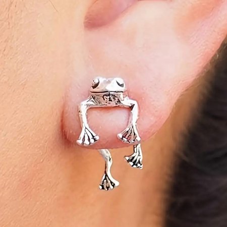 2pair Vintage Frog Earrings Set - Exquisite Animal-Shaped Studs with Intricate Details, Fashionable Holiday Accessories for Women, Classic Jewelry Gift Idea