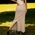 thumbnail image 5 of Fnooota Maxi Skirts for Women, Cotton Linen High Waist Back Split Summer Long Skirts Khaki Size S-2XL, 5 of 5