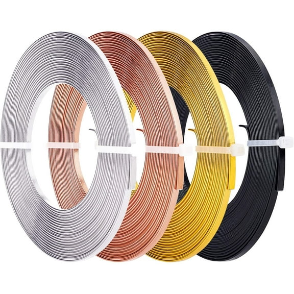 65Feet 3mm 4-Colors Aluminum Flat Bendable Craft Wire for Bezel Jewelry