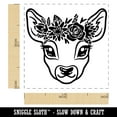thumbnail image 2 of Deer Doe Wearing a Flower Crown Self-Inking Rubber Stamp Ink Stamper - Fuchsia Ink - Small 1 Inch, 2 of 7