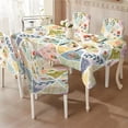 thumbnail image 2 of TSOVTHRID Floral Geometric Patchwork Print 5-Piece Tablecloth and Chair Covers Set, Stretchable Washable Spandex Table Cloth with Dinning Chair Cover for Home, Hotel, Banquet, Wedding, Party Decor, 2 of 7