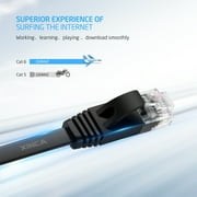 XINCA Cat6 Ethernet Cable 25ft Black Gigabit Flat Network Cable with 10pcs Cable Clips Snagless Rj45 Connectors for Computer/Modem/Router/X-Box Faster Than Cat5e/Cat5