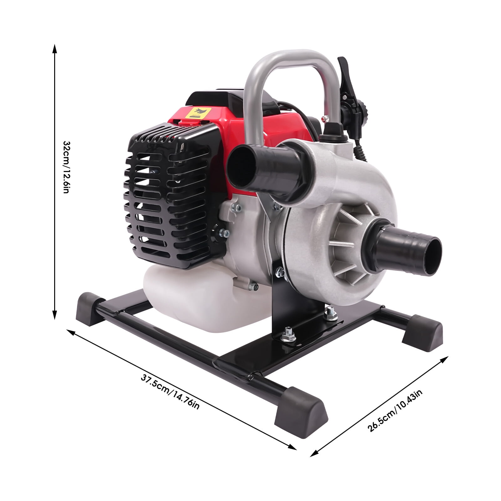2-Stroke Gasoline Water Pump, 1.5 Inch Volute Portable Gas-Powered Semi-Trash Water Pump for Irrigation Drainage