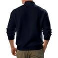 thumbnail image 5 of ZCFZJW Waffle Knit Sweaters for Men Lightweight Casual Fall Long Sleeve Quarter Zip up Stand Collar Pullover Tops Trendy Solid Color Athletic Sweatshirts Navy M, 5 of 10