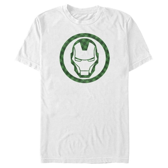 Men's Marvel St. Patrick's Day Lucky Iron Man Mask Graphic Tee White X Large