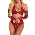 thumbnail image 2 of Traje de ropa interior Sexy Hollow Lace Perspectiva Lencería Mujer Ropa de dormir, M, Vino rojo Inevent XX000098-05, 2 of 7