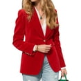 thumbnail image 2 of larppty Women's Velvet Lapel Button-Up Blazer - Business Casual Long Sleeve Work Outerwear（Red，XXL）, 2 of 2