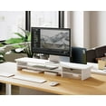 thumbnail image 2 of Support Surélevé Double pour Moniteur avec Tiroirs, Organisateur de Bureau en Bois et Acrylique pour Ordinateur Portable, Imprimante, Écran de Télé, Surélevé, 2 of 9