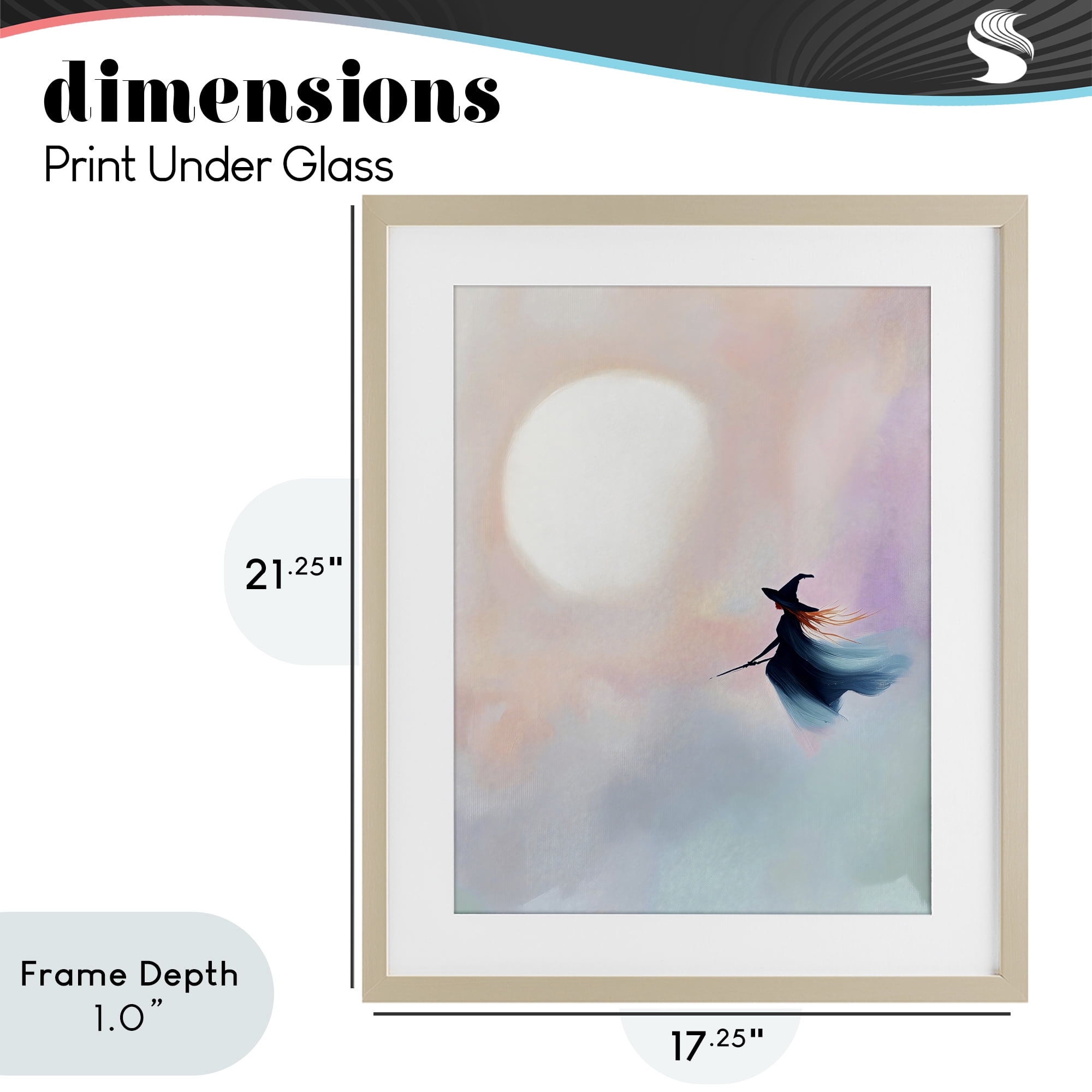 Stupell Industries Witch Flying at Sunset Birch Framed Print Under Glass, design by The Prints Vibe