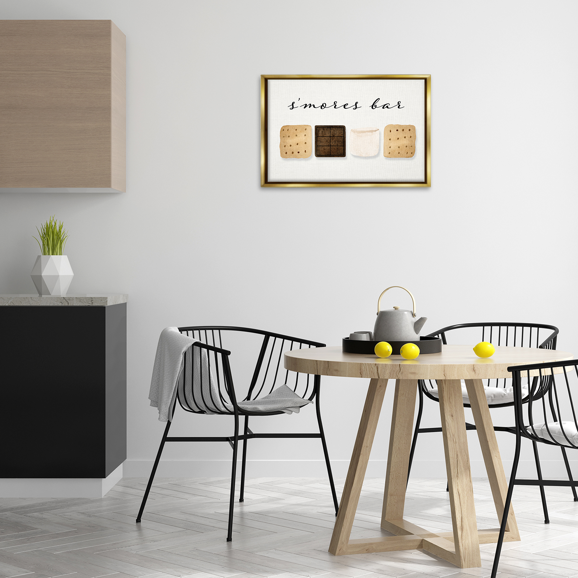 Stupell Industries S'mores Bar Ingredients Food & Beverage Painting Gold Floater Framed Art Print Wall Art, 25 x 17