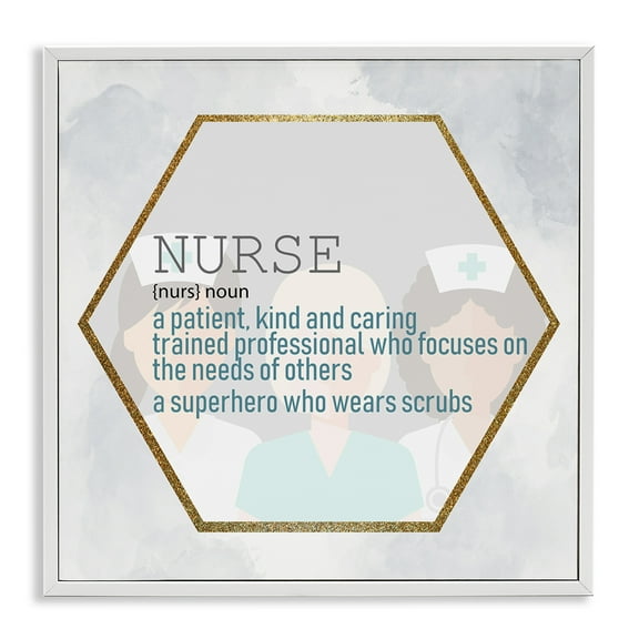 Stupell Industries Nurse Professional Definition Typography Painting White Framed Art Print Wall Art, 24 x 24