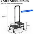 2 Step Stool with Handle for Seniors Adjustable Handrail &NonSkid