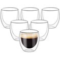 thumbnail image 1 of Vasos de Doble Pared de Vidrio 8 OZ - Juego de 6, Tazas Térmicas Aisladas de Vidrio para Té, Café, Latte, Cappuccino, 1 of 3