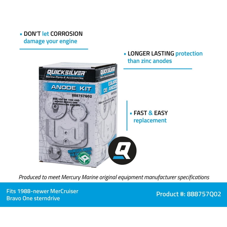 Quicksilver 888757Q02 Bravo I Anode Kit Magnesium - Walmart.com
