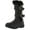 Brown, variant on Lucky Top Youth-1K Children Girl's Low Heel Double Buckle Knee High Snow Boots