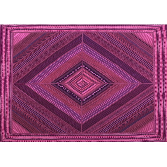 Ahgly Company Indoor Rectangle Abstract Purple Contemporary Area Rugs, 8' x 12'